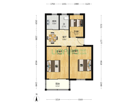 御道街10号12号 3室1厅1卫 69平方