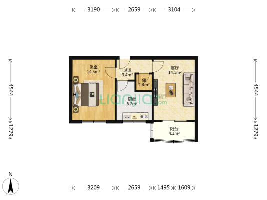 金昌南路 1室1厅0卫 47平方