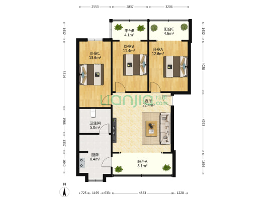 祥和里96号 3室1厅1卫 99平方