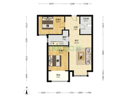 华普园五区 2室1厅1卫 88平方