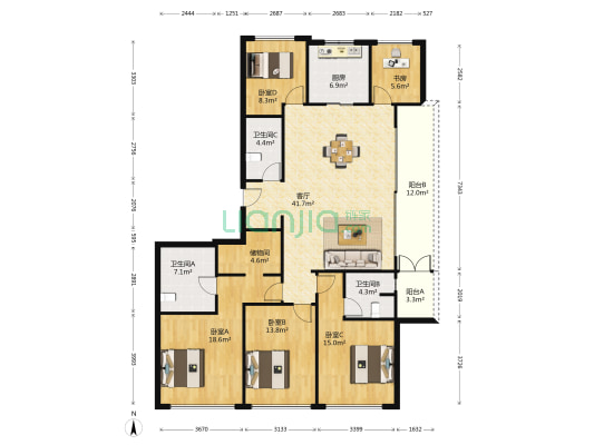 滨江嘉品 5室1厅3卫 183平方