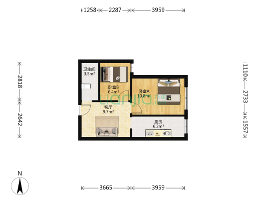 思和苑 2室1厅1卫 56平方
