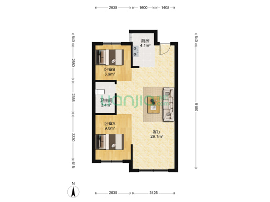 金象泰紫薇花园 2室1厅1卫 76平方