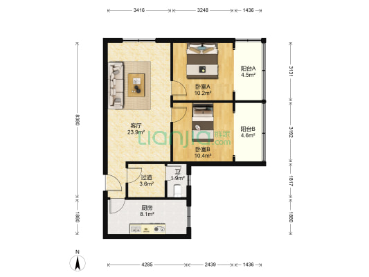 杨渡一村 2室1厅1卫 78平方