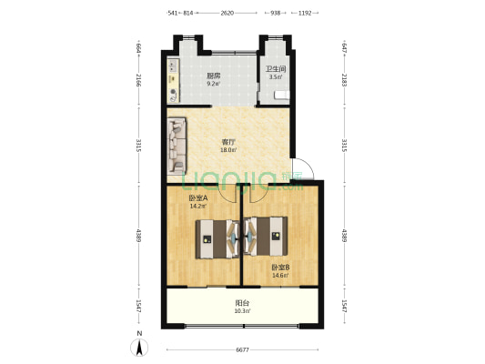家具厂家属院 2室1厅1卫 83平方