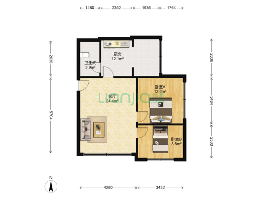 下石门村 2室1厅1卫 73平方
