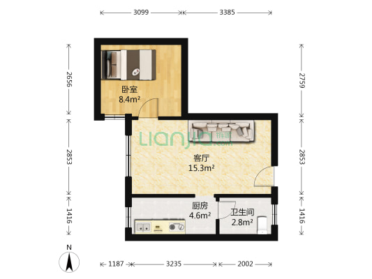 大江苑南贤大街 1室1厅1卫 42平方
