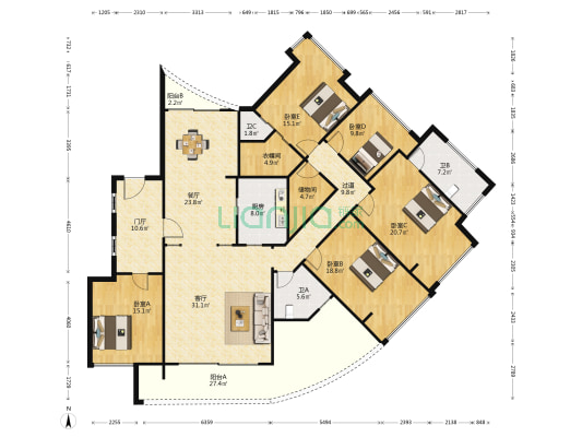 云顶道 5室2厅3卫 158平方