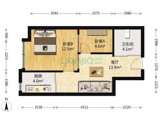 太湖丽景 2室1厅1卫 56平方