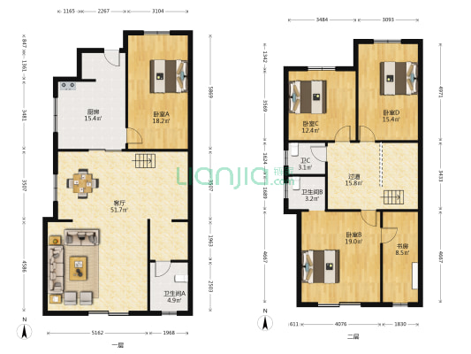 大上海国际高尔夫球度假村 5室1厅3卫 190平方