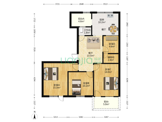 鼓屏路37号 4室1厅1卫 82平方