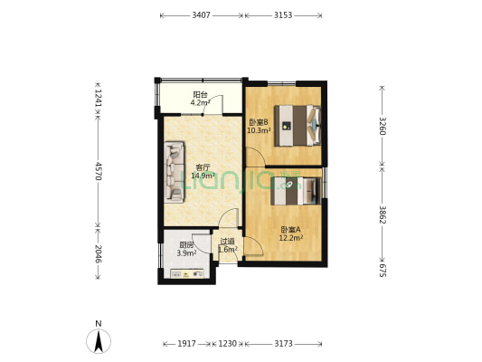 下河坎街4号 2室1厅0卫 48平方