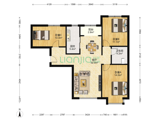 万科魅力之城兰雅苑 3室1厅1卫 81平方