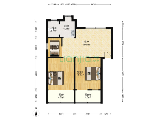 毛巾厂家属楼 3室1厅1卫 76平方
