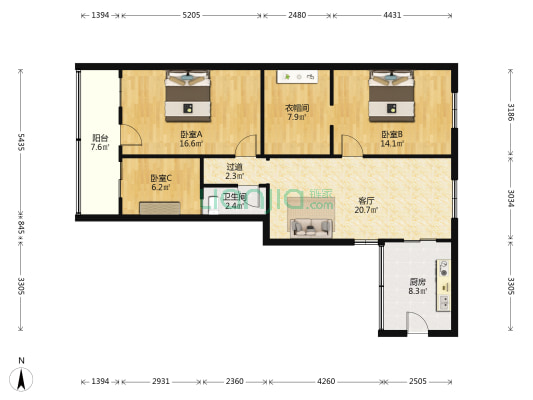 游艺村 3室1厅1卫 101平方