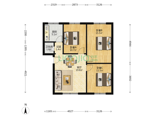 先锋小区 3室1厅1卫 81平方