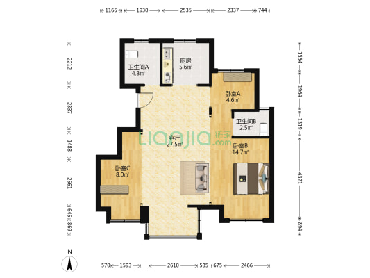 舜成璟园 3室1厅2卫 89平方