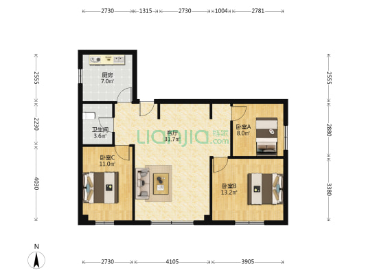 伟业大厦 3室1厅1卫 108平方