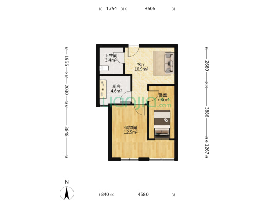 济安新区 1室1厅1卫 55平方