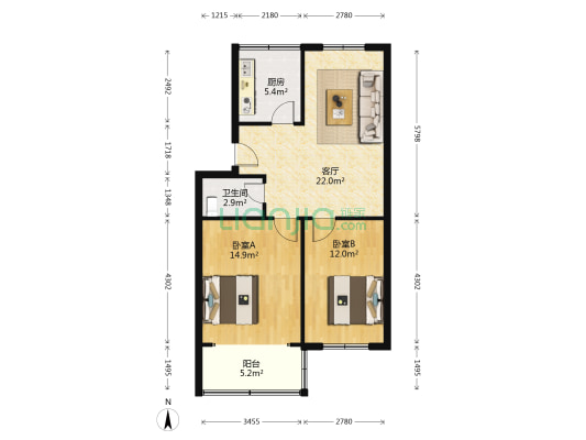 向阳乐园 2室1厅1卫 78平方