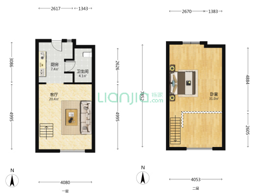 万科红人馆 1室1厅1卫 46平方