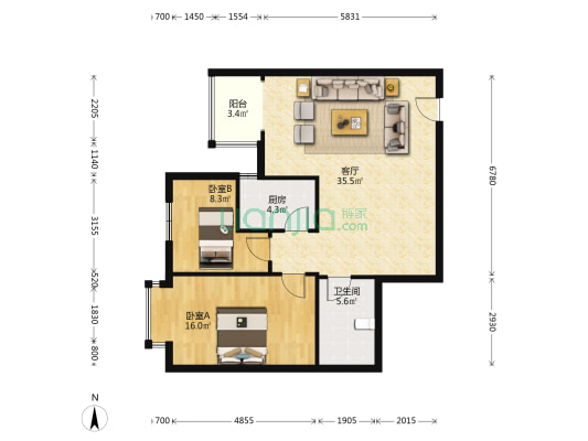 四中 南关 电梯房 房本满二 看房方便 采光好-户型图