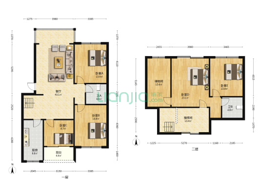 贵州大学北校区职工宿舍 5室1厅2卫 173平方