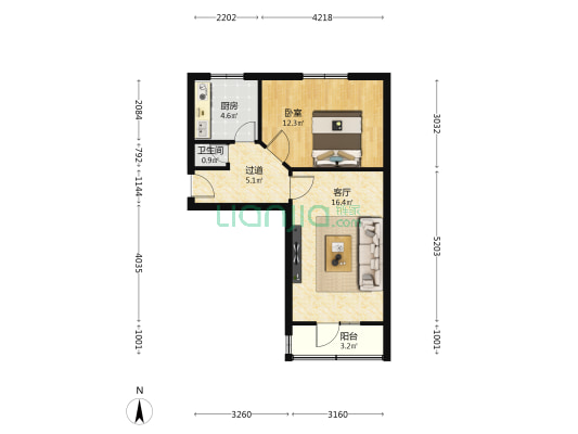 建西西路社区 1室1厅1卫 46平方