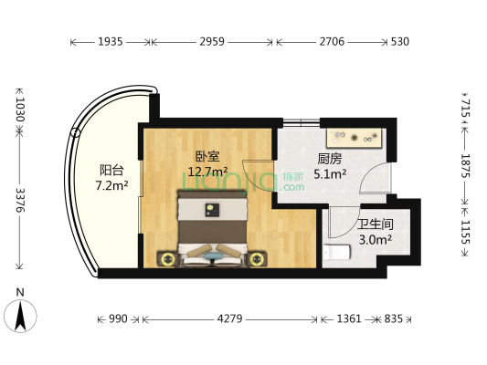雅居乐铂琅峯 1室0厅1卫 40平方