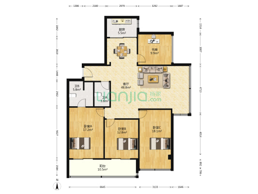 河东小区 4室1厅2卫 160平方