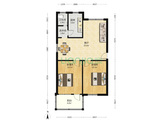 市水利勘测设计研究院家属院 2室1厅2卫 81平方
