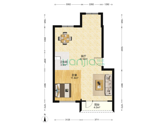 抱龙花园 1室1厅1卫 75平方