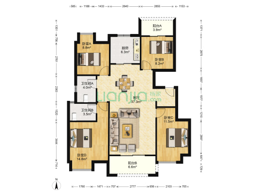 南山十里星空 4室1厅2卫 127平方
