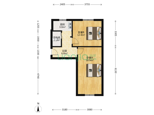 染料厂小区 2室0厅1卫 76平方
