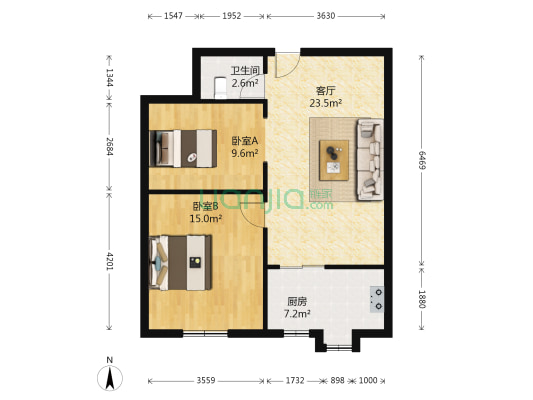 鼓楼巷 2室1厅1卫 70平方