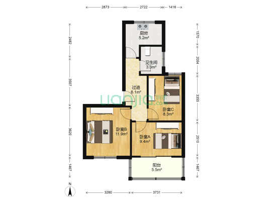 西岭路1号 3室0厅1卫 63平方
