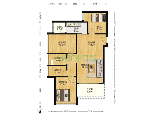 大江银都大厦 1室0厅0卫 92平方