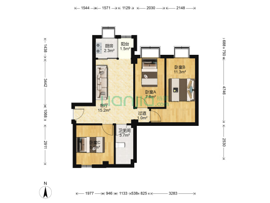 乐富楼 3室1厅1卫 67平方