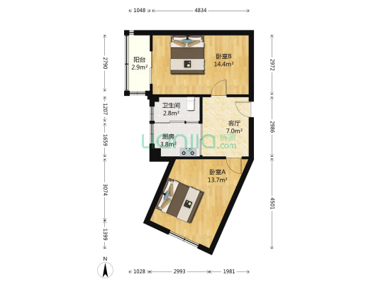 奉天壹号 2室1厅1卫 54平方