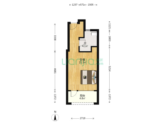 听音湖1号公馆 1室0厅1卫 40平方