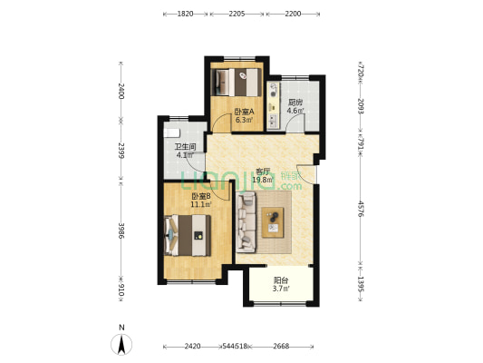 溪悦花园二期 2室1厅1卫 71平方