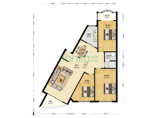 宏远巷3号 3室1厅1卫 127平方