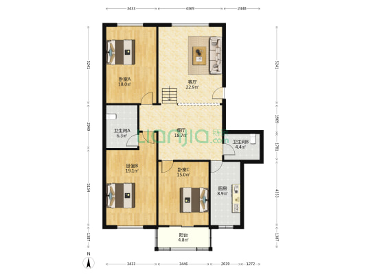 和平花苑东区 3室2厅2卫 137平方