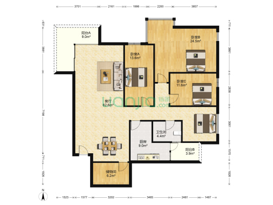 御天名苑 3室1厅1卫 169平方