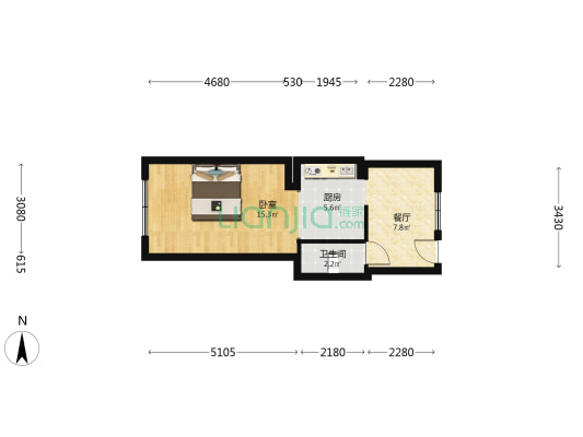 纺织家园西区 1室1厅1卫 26平方
