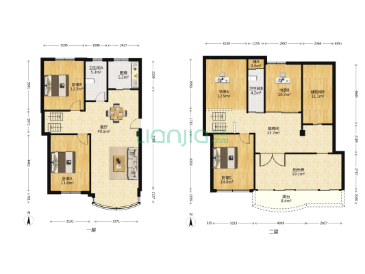 太平洋花园广场C区二期 5室1厅2卫 158平方