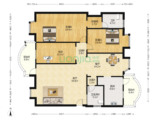 倚翠园 3室2厅2卫 173平方