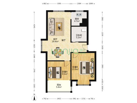 景萃里 2室1厅1卫 79平方