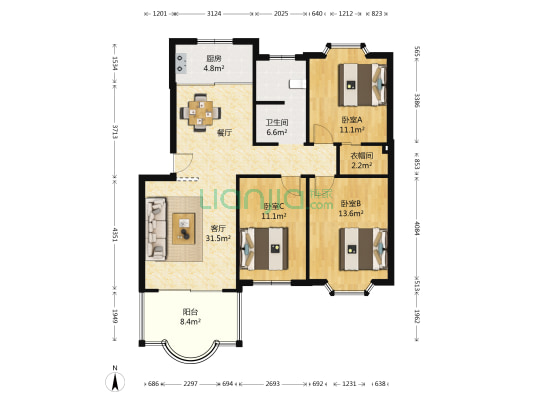 安六小区 3室1厅1卫 100平方