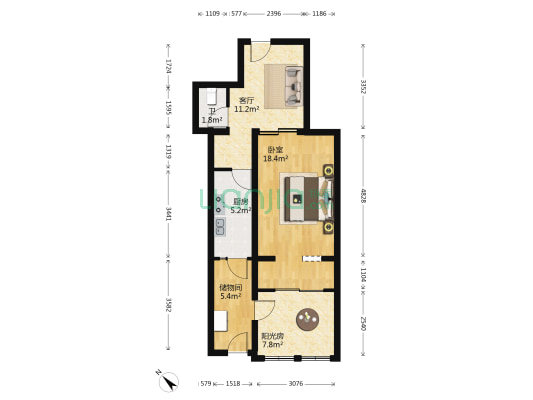 芳园南里西区 1室1厅1卫 47平方